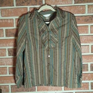 Christopher and Banks ruffled long sleeve blouse